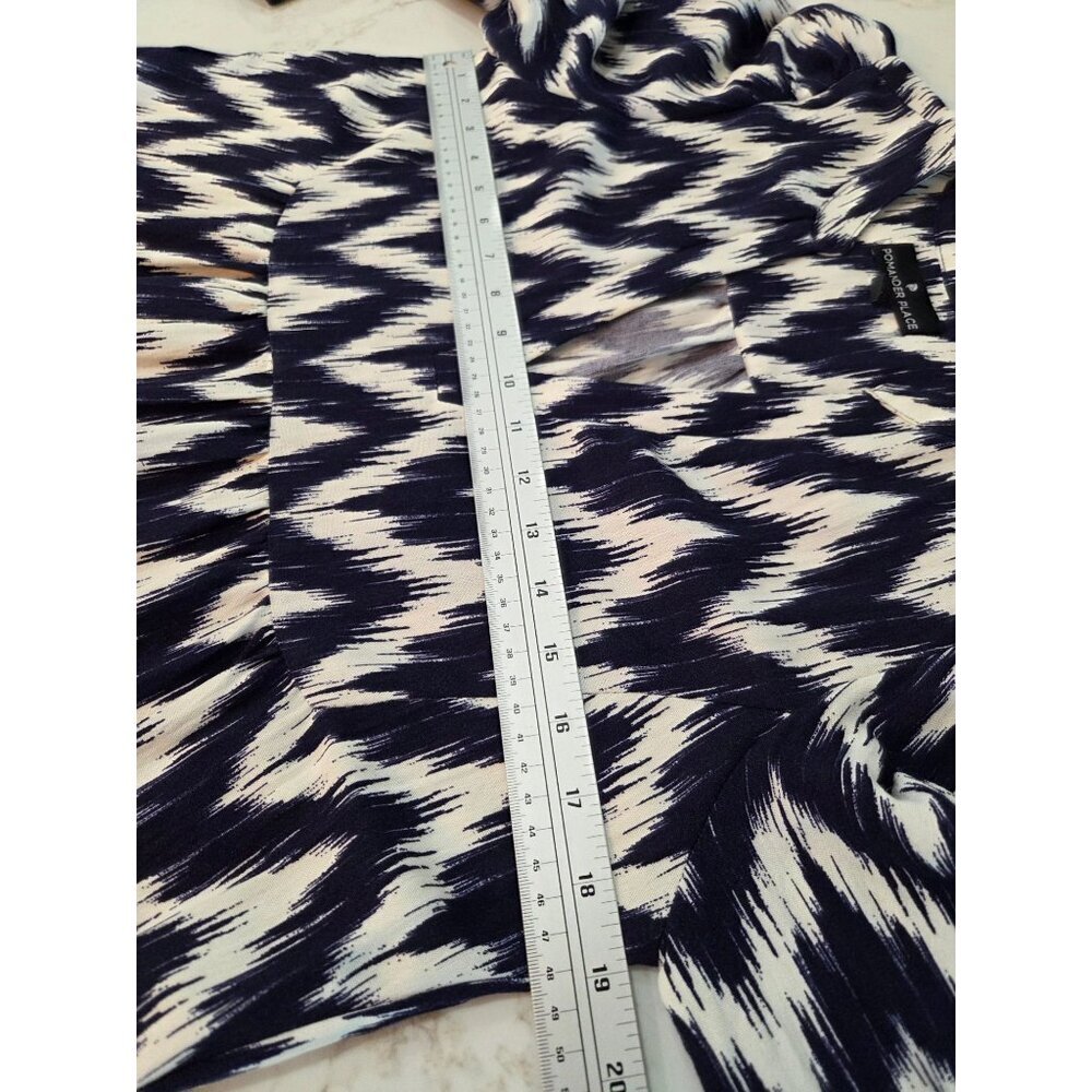 Pomander Place Navy Ikat Kenzo Mini Dress Medium Empire Waist Swing Boho Preppy - Picture 10 of 11